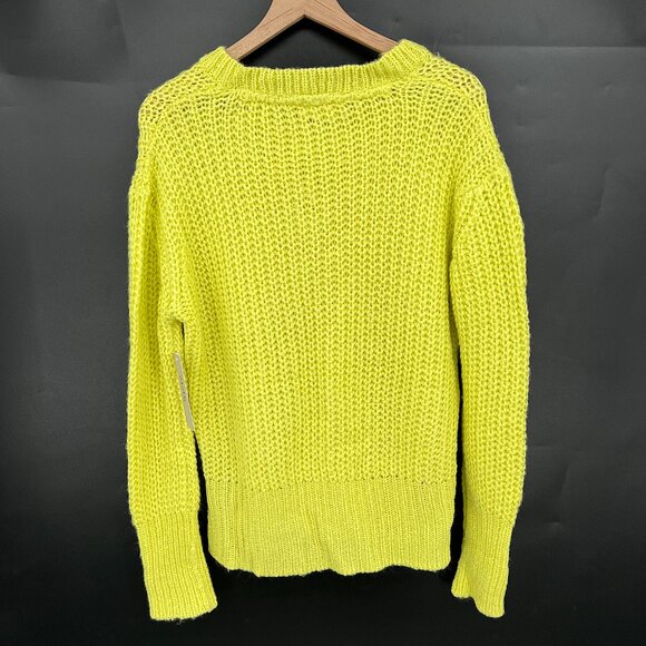 NEW CLOTH by RD neon yellow loose knit sweater pullover v-neck cozy oversized S - Picture 10 of 10